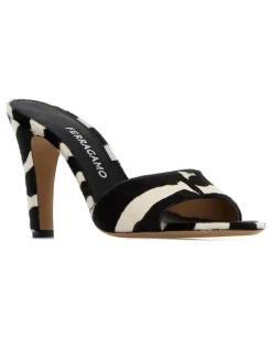 Women's Printed Calf Hair Tatiana 95 Mules Kasbabianconer Sandali Sandal Black