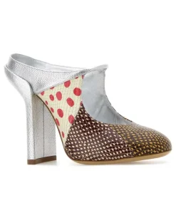 Women's Printed Leather Mules Natural Scarpe Con Tacco High Heel Shoes Multicolor