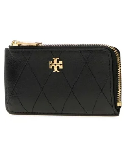 Women's Quilted Card Case Black Leather Cases