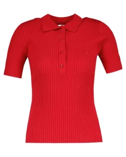 Women's Ribbed Cotton Polo Red