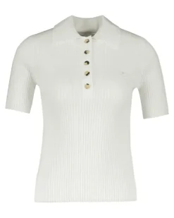 Women's Ribbed Cotton Polo White