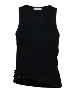 Women's Ribbed Cotton Tank Top Black Tops
