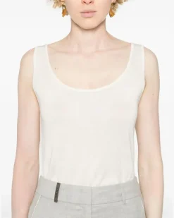 Women's Ribbed-Knit Tank Top White Ss24 W