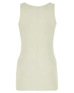 Women's Ribbed Viscose Blend Tank Top White Nylon Sweater