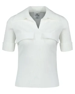 Women's Ribbed Viscose Polo White