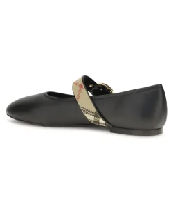 Women's Robin Leather Ballerinas Black Calf Bos Taurus Flat Shoes