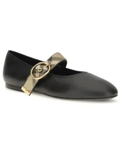 Women's Robin Leather Ballerinas Black Calf Bos Taurus Flat Shoes