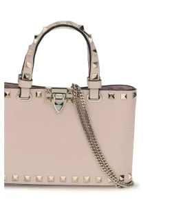Women's Rockstud Shopping Mini Handbag Rose Quartz Calf Leather Bos Taurus Handbags Hand Bags rockstud Pink