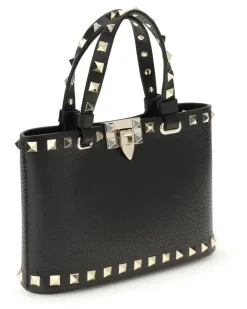 Women's Rockstud Shopping Mini Handbag Nero Calf Leather Bos Taurus Handbags Hand Bags rockstud Black