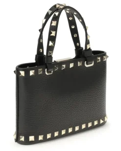Women's Rockstud Shopping Mini Handbag Nero Calf Leather Bos Taurus Handbags Hand Bags rockstud Black