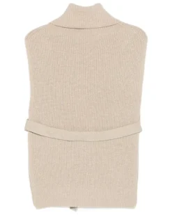 Women's Roll-Neck Belted Knitted Top Aw25 W Beige