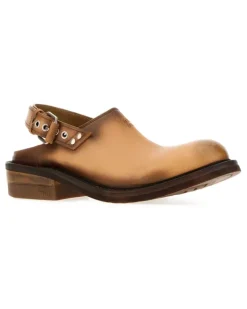 Women's Sabot Clog Camel Calf Interior Leather Sandal