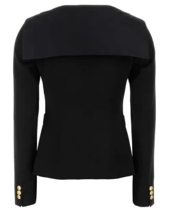 Women's Satin Blazer Black Virgin Wool Blazers