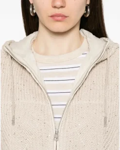 Women's Sequin-Embellished Hooded Gilet Ss26 W Cream
