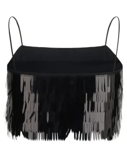 Women's Sequin Top Black Polyester