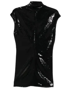 Women's Sequin Twisted Top Aw25 W Black