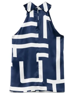 Women's Silk Top Ss25 W Navy