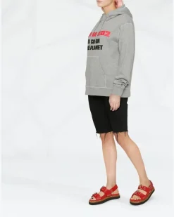 Women's Slogan-Print Hoodie Aw22 W Grey