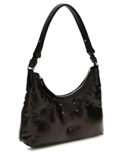 Women's Small Glam Slam Hobo Shoulder Bag Black Lamb Ovis Aries