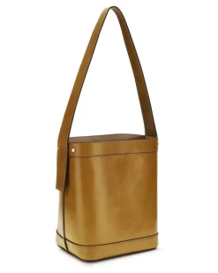Women's Small Leather Pivot Bucket Bag Natural-Gold 82 Calf Bos Taurus Natural/gold '82