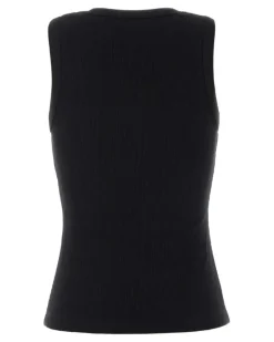 Women's Stretch Cotton Tank Top Black Elastane Sweater