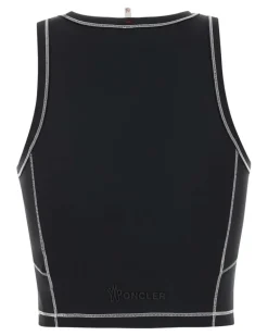 Women's Stretch Nylon Logo-Embroidered Tank Top Black Elastane Sweater