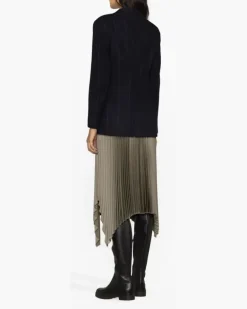 Women's Stripe-Detail Double-Breasted Blazer Aw23 W Navy