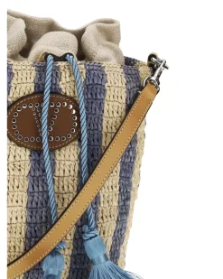 Women's Striped Raffia Bucket Bag Nat-Azzurro-Nat-Nat.camel-Azz-Selleria Nat-azzurro/nat/nat.camel/azz/selleria Multicolor