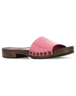 Women's Studded Leather Clog Pink Sandal