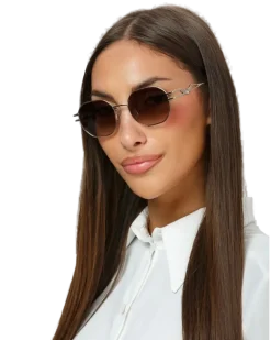 Women's Sunglasses Shiny Light Gold Metal Eyewear