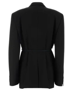 Women's Tailored Blazer Black Wool Polyester Cotton Blazers