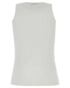 Women's Tank Top White Cotton Nylon Sweater