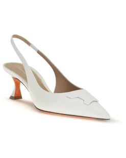 Women's Taylor Slingback Pumps White Calf Leather Bos Taurus High Heel Shoes