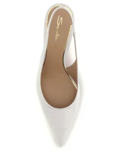 Women's Taylor Slingback Pumps White Calf Leather Bos Taurus High Heel Shoes