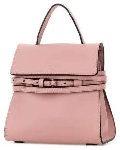 Women's Tie Me Top Handle Bag Pink Ovine Leather