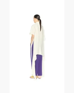 Women's Top Asymétrique En Viscose Satin Crème Beige