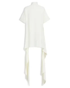 Women's Top Asymétrique En Viscose Satin Crème Beige