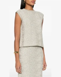 Women's Top Bouclé Con Detalles De Lúrex Ss24 W Cream
