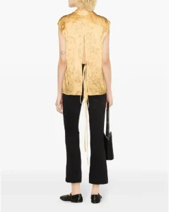 Women's Top De Seda Con Estampado Floral Ss24 W Gold