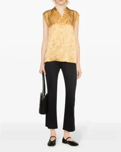 Women's Top De Seda Con Estampado Floral Ss24 W Gold