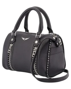 Women's Top Handle Bag Black Cowhide