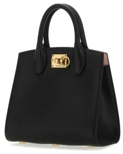 Women's Top Handle Bag Black Leather