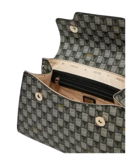 Women's Top Handle Bag Black Logo Polyurethane Top-handle-bags
