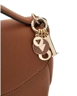 Women's Top Handle Bag Cognac Polyurethane - Top-Handle-Bags Brown
