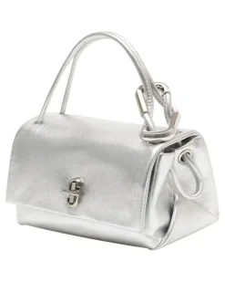 Women's Top Handle Bag Silver Cowhide