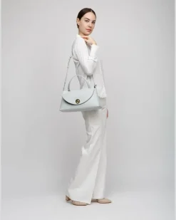 Women's Top Handle Bag Snow-Green Cowhide - Top-Handle-Bags Snow/green
