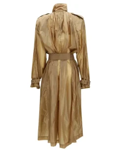 Women's Translucent Technical Fabric Trench With Lavallière Collar Beige Polyamide Coats