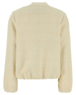 Women's Tweed Blazer Beige Cotton Nylon Wool Blazers
