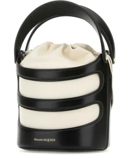 Women's Two-Tone Leather The Rise Bucket Bag Blacksoftivory