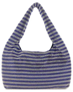 Women's Two-Tone Rhinestones Mini Handbag Cobaltstripe Borse A Mano Bag Blue